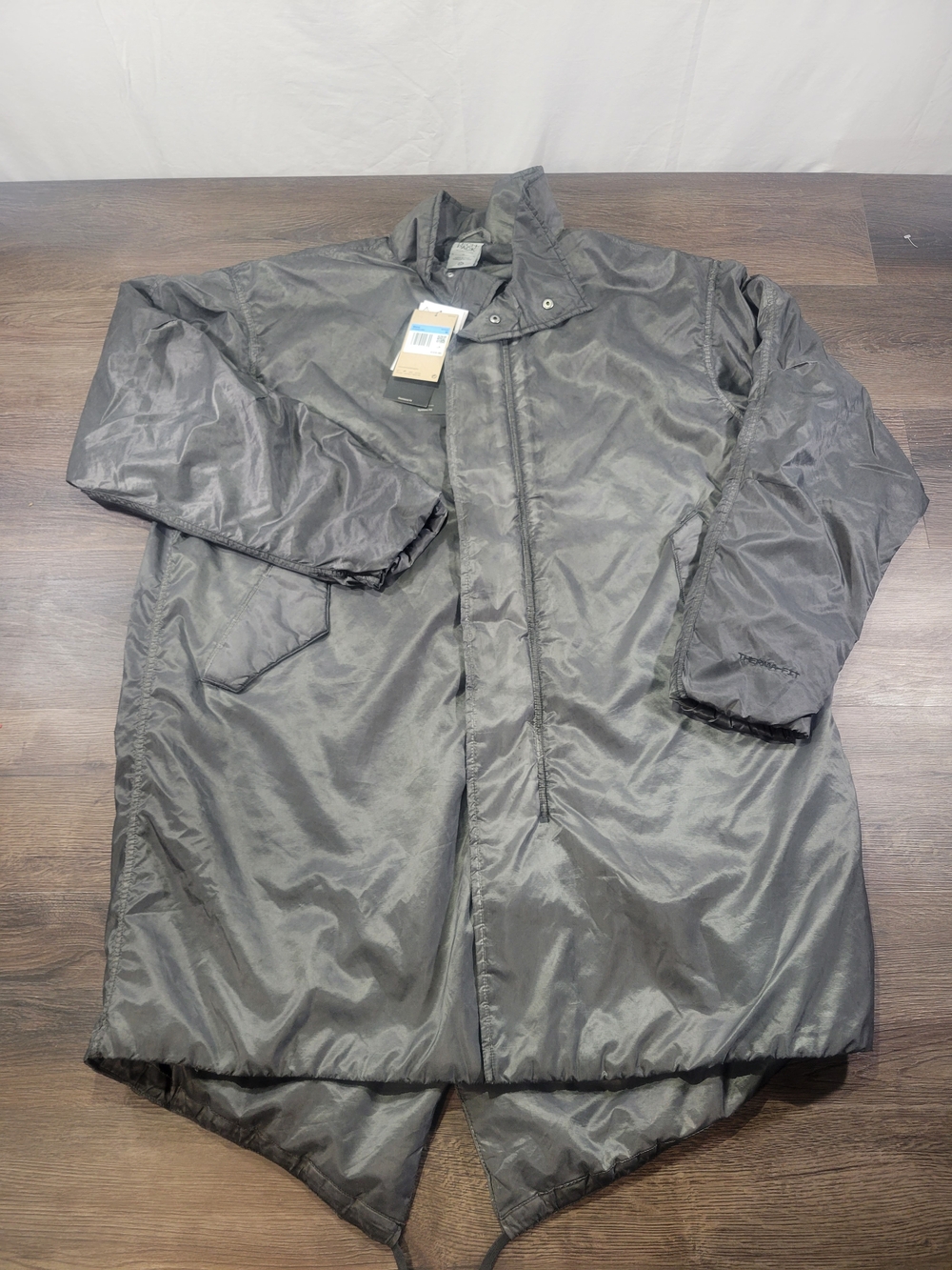 Nike Men's Gray Insulated Parka Jacket Full Zip/Snap Stand-Up Collar M